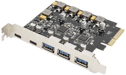 DIGITUS PCI Expr. Card USB 3.1 Gen2, 2x USB-C 3x USB-A Multimedia-Technik PCI Express Karten