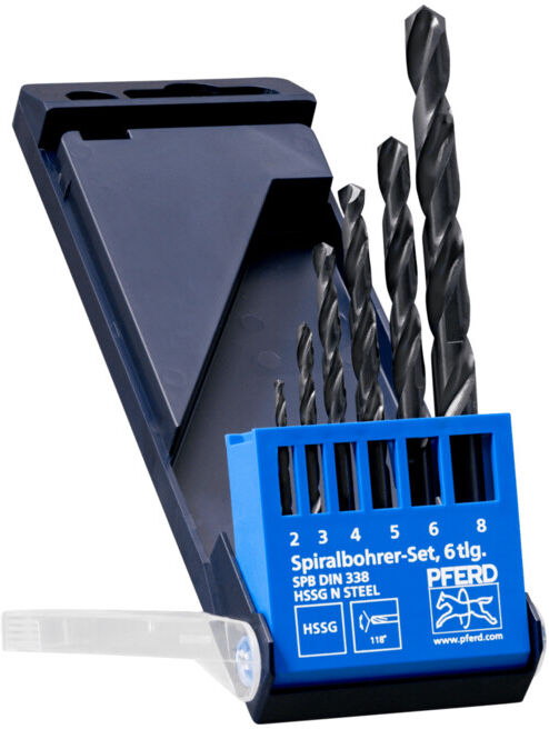 Jeu de forets hélicoïdaux PFERD 6 pces STEEL HSSG N DIN 338 (25298003)