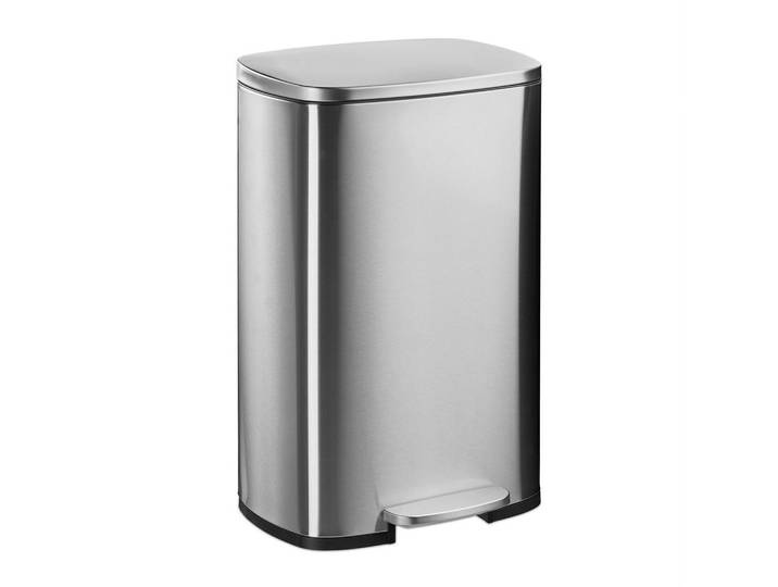 Relaxdays Mülleimer Silber Edelstahl Soft Close 50 l, Silberfarben, Metall, Kunststoff, Rechteckig, 42.5x65x35 cm, Haushalt & Reinigung, Reinigung, Mülleimer & Abfallsammler
