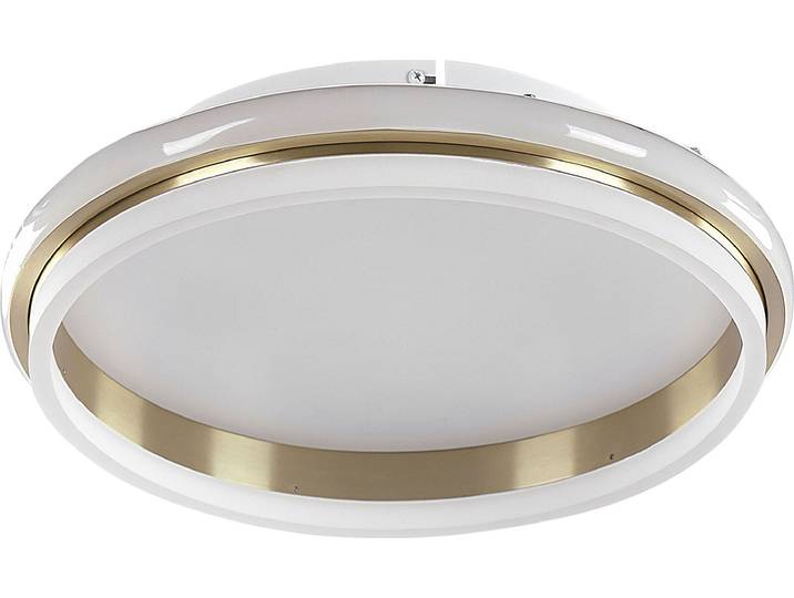 BELIANI LED Deckenleuchte Gold und Weiß Metall Ringförmig Warmweißes Licht Modern für Wohnzimmer Küche Bad Schlafzimmer Esszimmer Flur