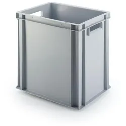 PROREGAL Eurobehälter mit offenem Griff | HxBxT 40x30x40cm | 37 Liter | Grau | Eurobox, Transportbox, Transportbehälter, Stapelbehälter