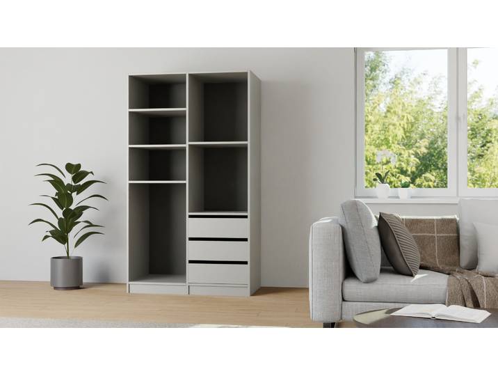 Armoire penderie ouverte sur mesure Mélaminé premium Gris