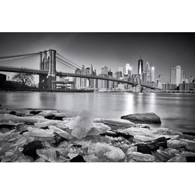 Fototapete PAPERMOON "Photo-Art MARTIN FROYDA, NEW YORK - BROOKLYN BRIDGE", bunt, B:3,5m L:2,6m, Vlies, Tapeten