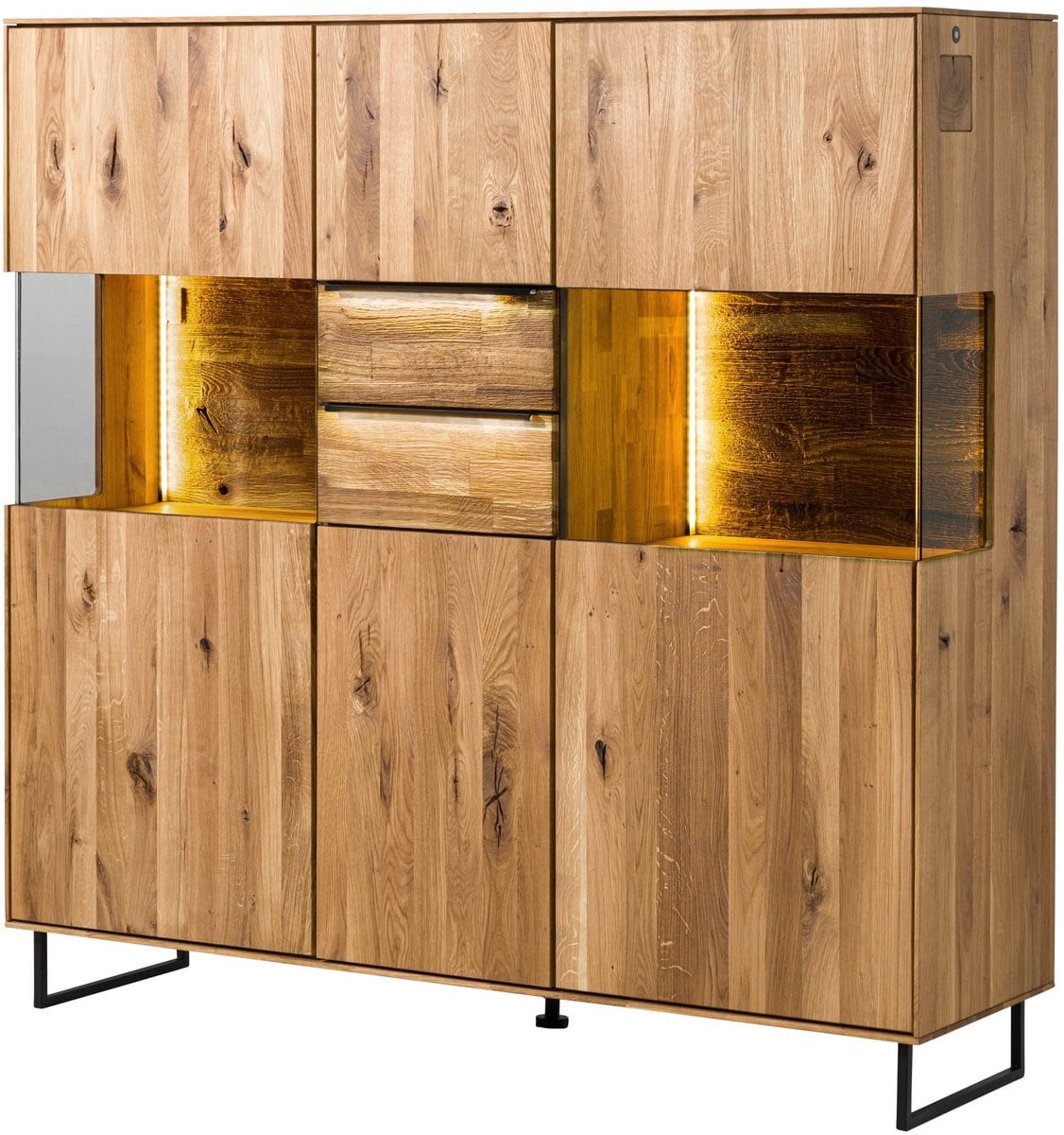 Massivmoebel24.de Highboard Wien van massief wilde eik, geolied, B/D/H: 148 x 43 x 144 cm