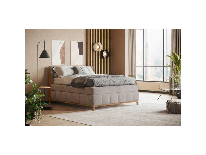 Boxspringbett, Beige, 180x200 cm, Textil, Gepolstert, Modern, MID.YOU