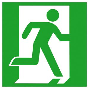 SafetyMarking Bodenmarkierung ISO 7010 E002, 40 x 40 cm, nachleuchtend, Notausgang rechts