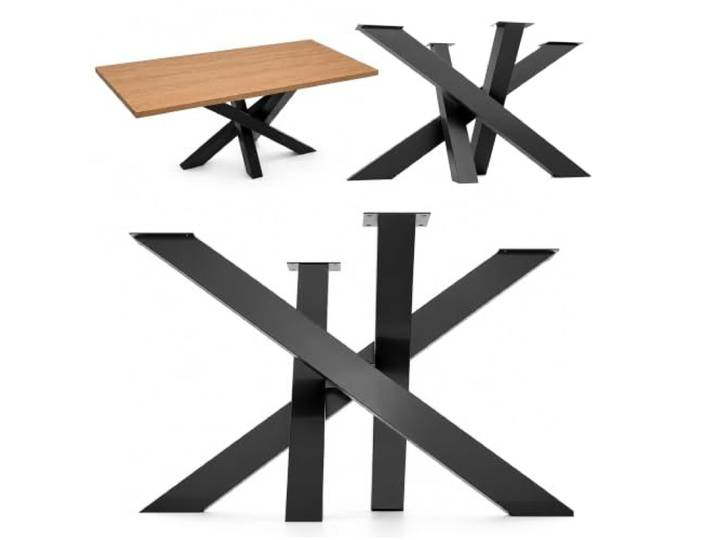NWELD Spider-Tischgestell Stahl, bis 100 kg, Schwarz, 70x40x43 cm Pulverbeschichteter Stahl, 3 Größen verfügbar, Montage ca. 20 Min., Korrosionsbeständig, Europäische Produktion