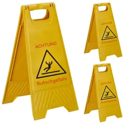 Relaxdays Achtung Rutschgefahr Aufsteller 3er Set Gelb,Rot,Schwarz