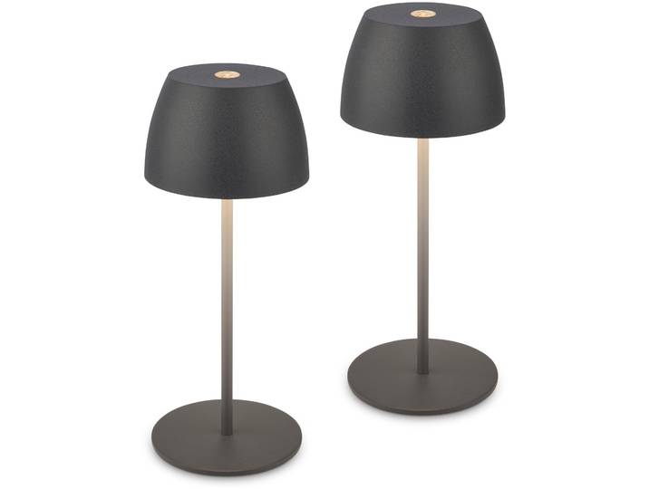 BRILONER LEUCHTEN Tischleuchte 2er Set LED Tischlampe kabellos, weiß , weiß, Leuchten, 2er Set Tischlampe kabellos 20 x 8 cm Anthrazit 2,5W, Tischleuchte