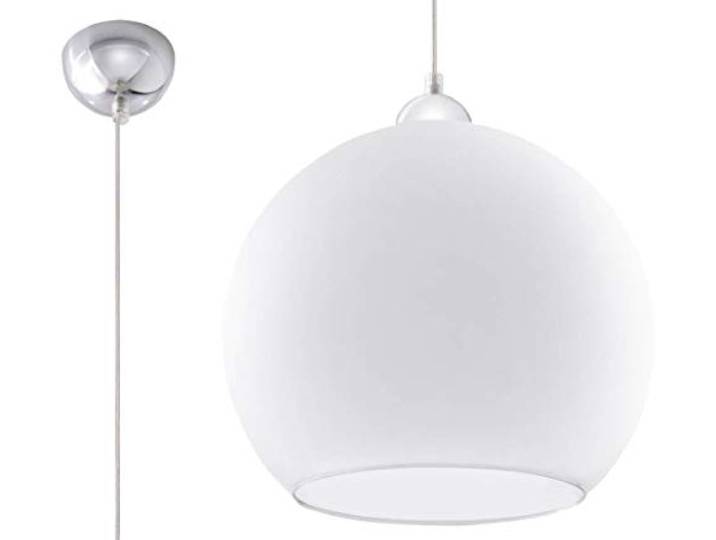 Sollux Lighting Suspension boule en verre Blanc chromé