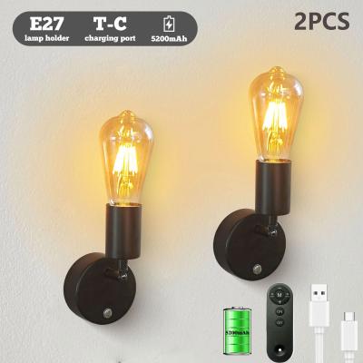 Uplift Picks Industrial Rechargeable Wall Sconce With Remote Control b (2 Pcs) warm White (2700 3500k)
