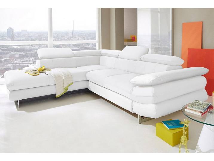 COTTA Ecksofa Solution L-Form, Design Sofa, bequeme Wellenunterfederung, Design Fuß, mit Arm- & Kopfteilverstellung, wahlweise mit Schlaffunktion