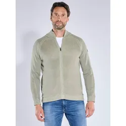 engbers Herren Strickjacke mit Innenfutter Grün regular uni Zipper - S