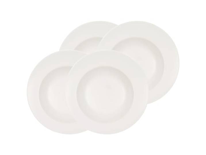 Villeroy & Boch Flow Pastateller 4er Set, 30 cm, Tiefer Teller mit geschwungener Form, Premium Porzellan, Weiß