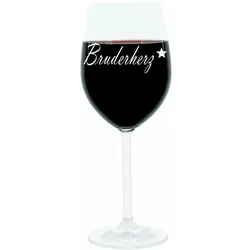 GLASKOCH Leonardo Weinglas 400 ml, Bruderherz, Geschenk Stimmungsglas mit Gravur, Bruder Herz, Moodglas, Glas, 22 cm