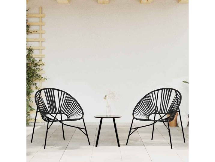 vidaXL Gartenstuhl-Set 3-tlg. Schwarz Poly Rattan
