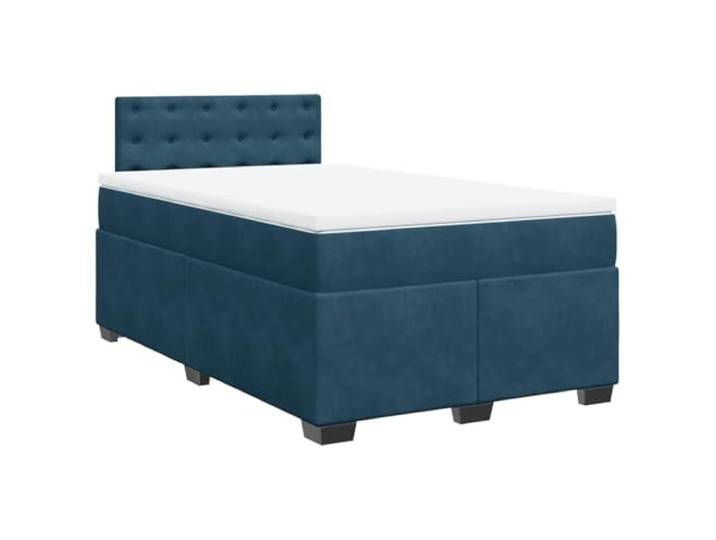 PUGYNBK Boxspringbett, Samt, Dunkelblau, 120 x 200 cm Taschenfedern, waschbarer Matratzenschoner, Lattenrost mit Lamellen, atmungsaktive Unterstützung