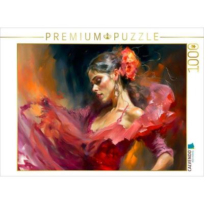 CALVENDO Puzzle Anmutige Flamencotänzerin | 1000 Teile Lege-Größe 64x48cm Foto-Puzzle für glückliche Stunden