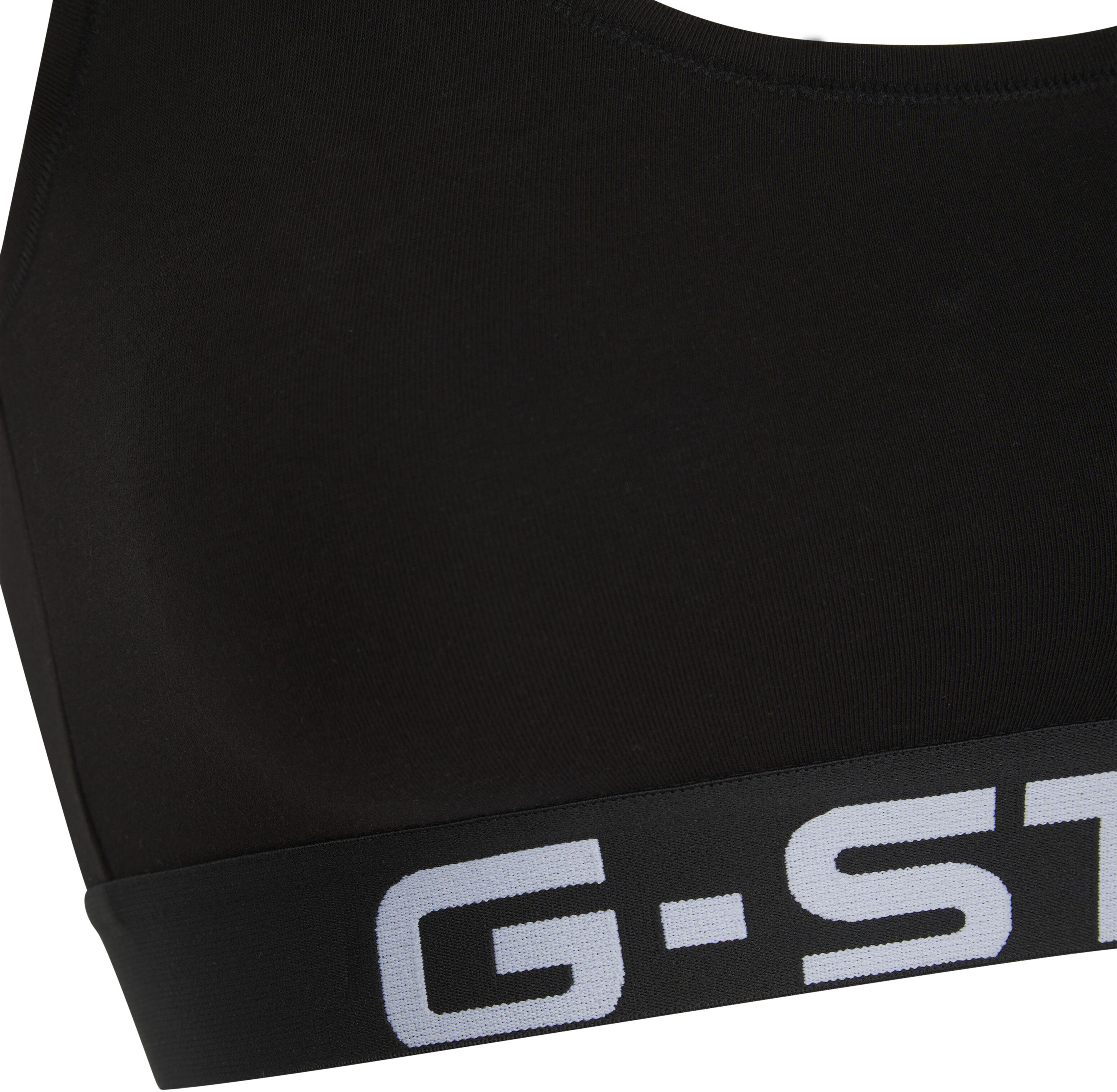Bralette G-STAR "DOLOMITE, RACERBACK BRALETTE", Damen, Gr. M, N-Gr, schwarz, Jersey, Obermaterial: 95% Baumwolle, 5% Elasthan, unifarben, slim fit, BHs Bralette, mit Logobund, Slim Fit schwarz M, N-Gr
