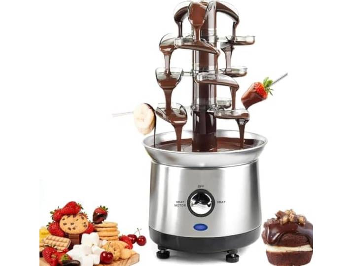 4-stöckiger Schokoladenbrunnen aus Edelstahl, 1,2 kg Fondue-Set, für Kä und Saucen, für Partys und Veranstaltungen
