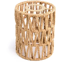 ledscom.de Handgefertigter Boho-Seil-Lampenschirm, geflochten, natur-beige, 120mm Ø