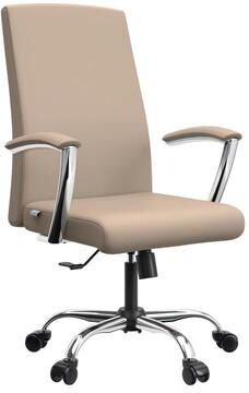 LeisureMod Evander Series Ergonomic Leather Office Chair with Aluminum Frame, Foam Cushion, Fixed Armrests, 360 Swivel and Quick Assembly