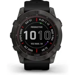 GARMIN fēnix® 7X Sapphire Solar, schiefergraues DLC-Titan mit schwarzem Armband, Größe ONE SIZE in Grau Grau