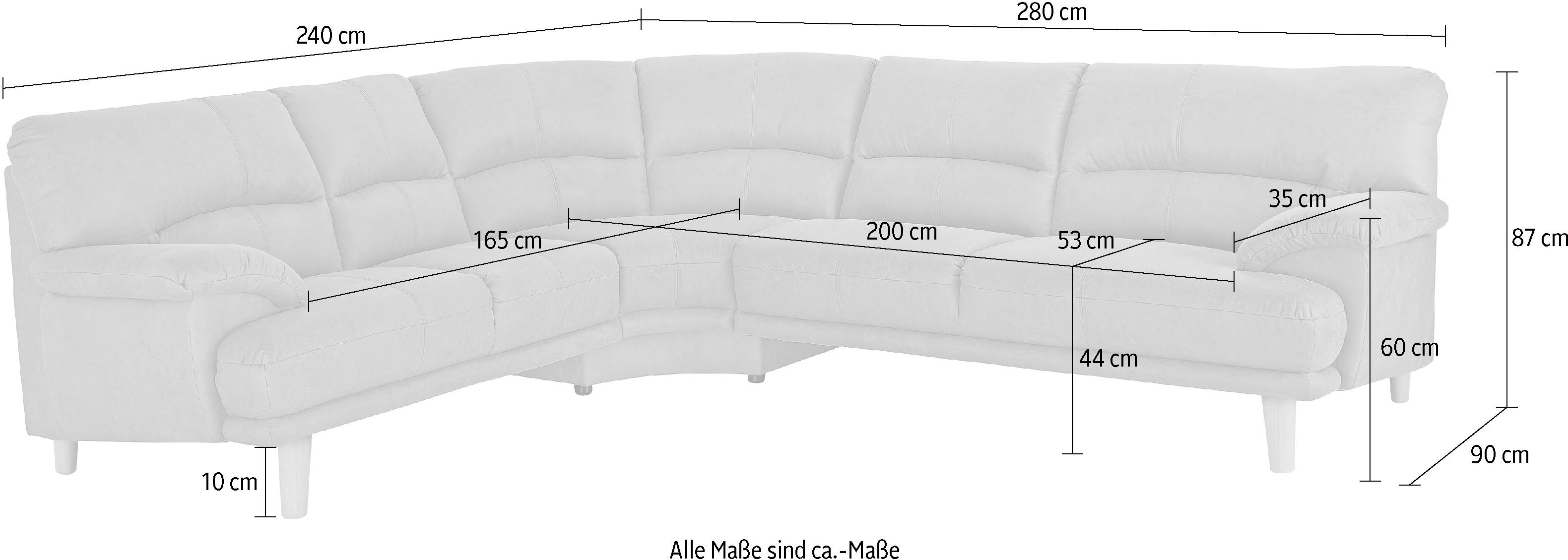 Polsterecke TRENDMANUFAKTUR "Cecilia, italienisches Designsprache, modern und komfortabel, L-Form", braun, B:280cm H:87cm T:240cm, Sofas, toller Sitzkomfort und bequeme Armlehnen
