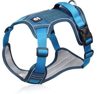 PetsAreLife Reflective Adjustable Dog Harness For Walk, Durable Oxford Training Vest, Dog Labrador Army Cloth, Comfortable Fit blue m