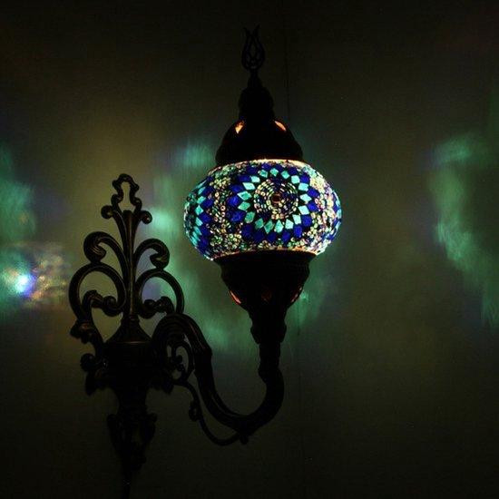 Halay Oosterse wandlamp met kleurrijk mozaïek, Diameter: 15 cm, Hoogte: 28 cm