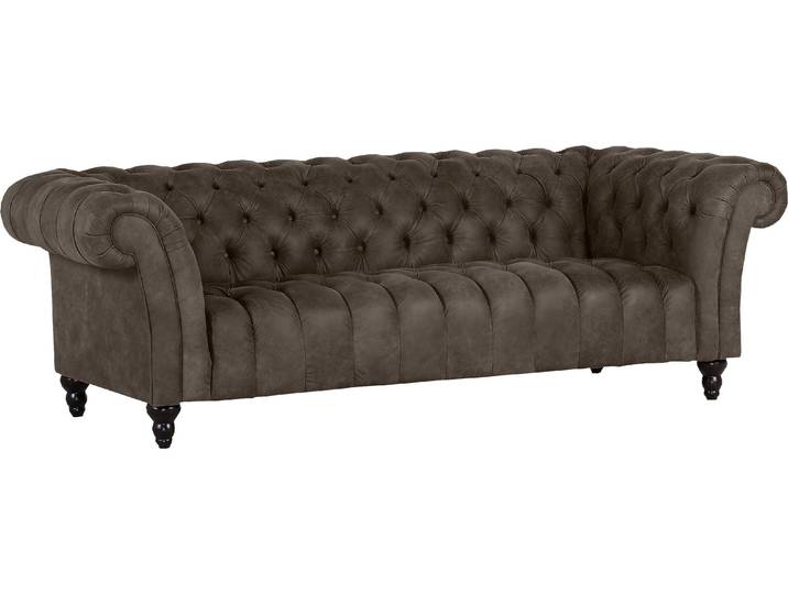 Big-Sofa, 230x101 cm, Anilinleder, Grau, 3-Sitzer, Klassisch, Gutmann-Factory