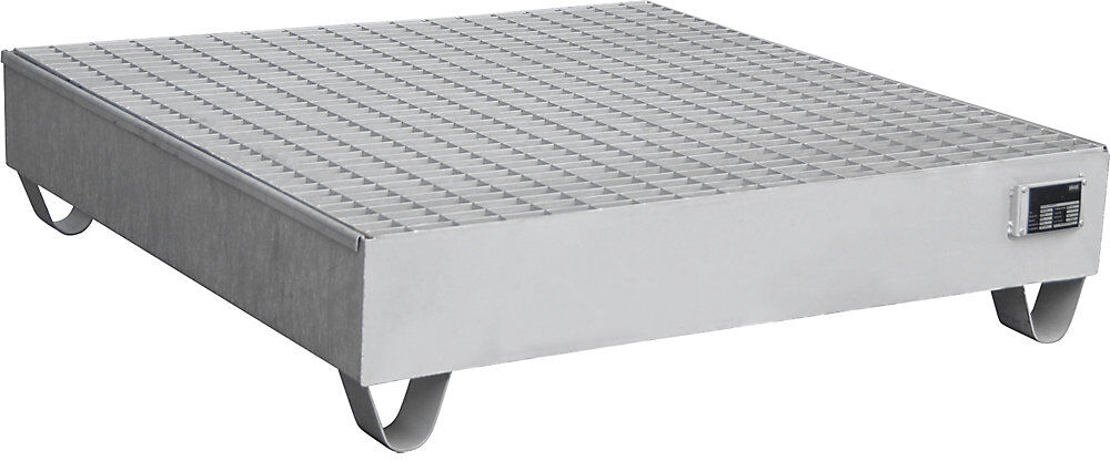 Edelstahl-Auffangwanne, für 200-l-Fässer, 4 Fässer, LxBxH 1200 x 1200 x 285 mm eurokraft pro