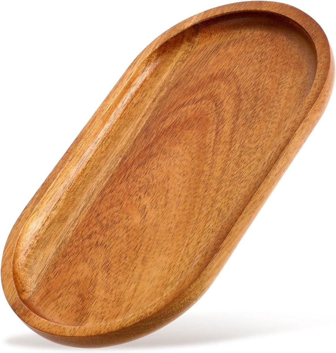 Ovaal Houten Dienblad van Acaciahout - Bruin - 19 x 10,5 cm