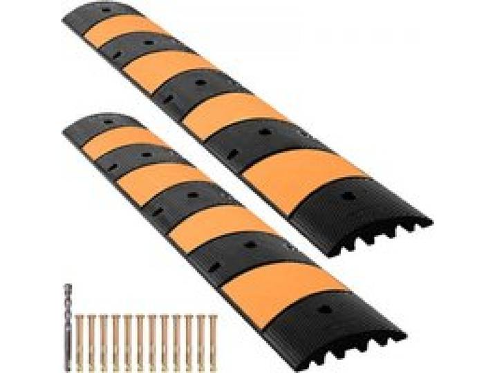 VEVOR Rampe de Protection de Câble 2 Canaux Passage de Câble au Sol Modulaire en Caoutchouc, Lot de 2, Longueur 185 cm Passe Cache Cables Charge 9980 kg Ralentisseur pour Protéger Cables Garage Route