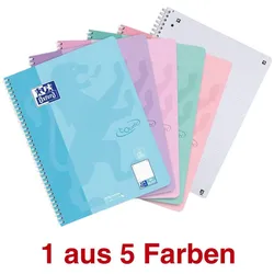 Oxford TOUCH Collegeblock DIN A4 punktkariert pastell flieder, pastell blau, pastell grün, pastell koralle