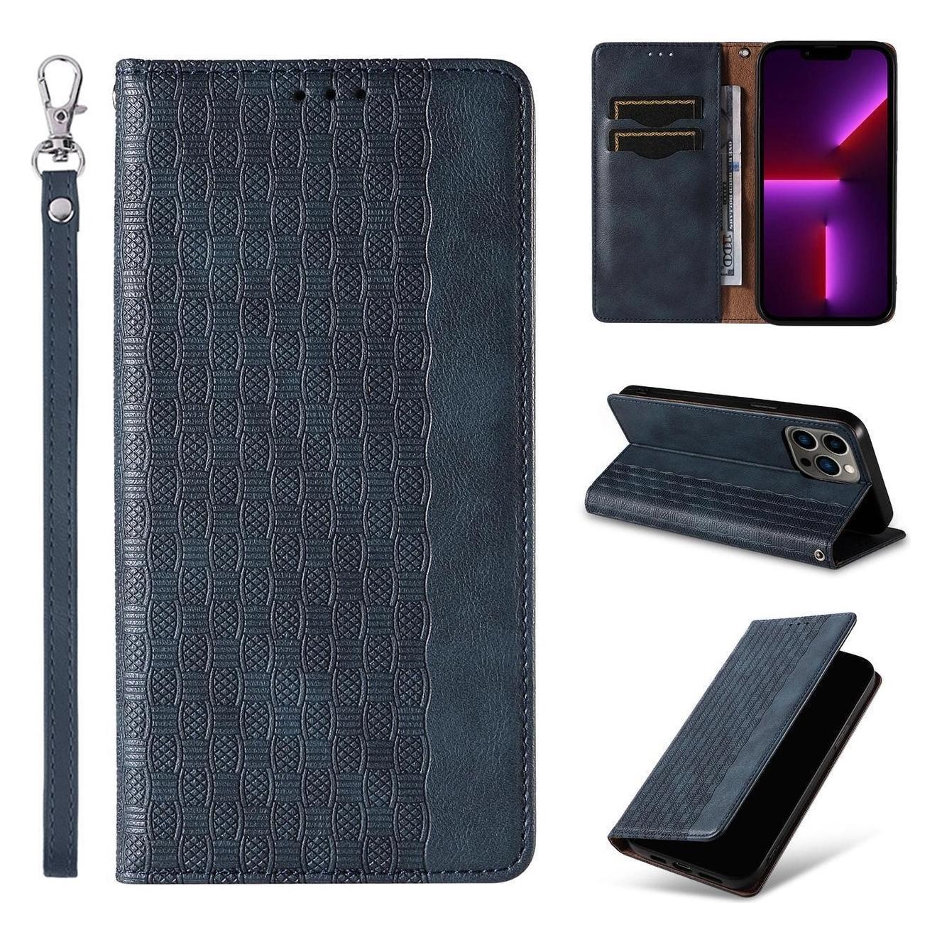 Hurtel Magnetband Hülle Hülle für Samsung Galaxy S23 Ultra Flip Wallet Mini Lanyard Stand Blau (Samsung Galaxy S23 Ultra) (1404978613)