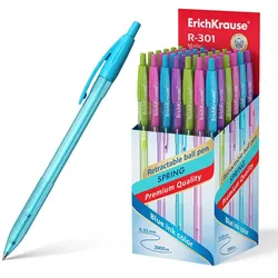 Druckkugelschreiber 0,35mm 50er Set Blau - transparent - Kugelschreiber Kulis Kulischreiber Stifte Schreibstifte Schule & Bürobedarf - R-301 Spring