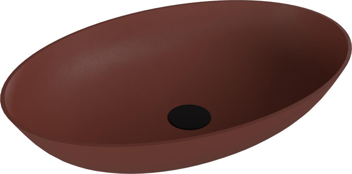 Polysan BANERA OVAL Waschbecken zum Setzen, Gussmarmor, 60x40cm, Braun matt