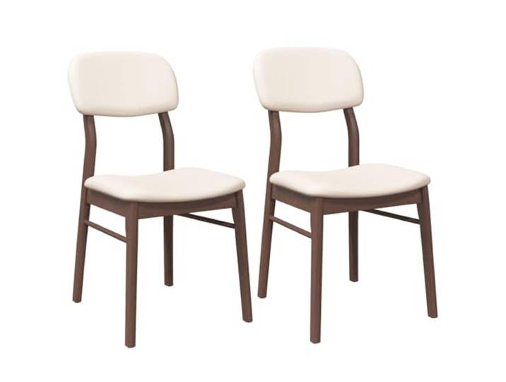 Makastle Esszimmerstühle mit Kissen 2 STK. Braun Massivholz Gummibaum