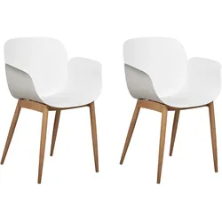ESSZIMMERSTUHL 2er-Set Kunststoff weiß/heller Holzfarbton Abilene