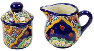 Novica Handmade Hidalgo Fiesta Creamer And Sugar Bowl (Set Of 2)