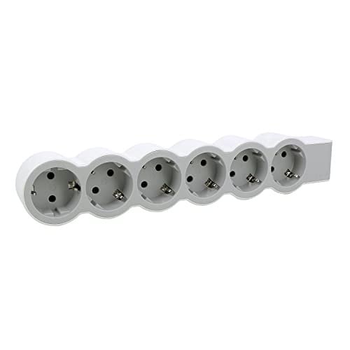 Legrand Platte stekkerdoos 6-voudig stopcontact ultrawit/grijs 694579
