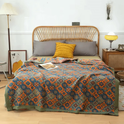 Inspire Curations Ethnic Jacquard Cotton Gauze Bedspread Blanket manyu 200x240cm