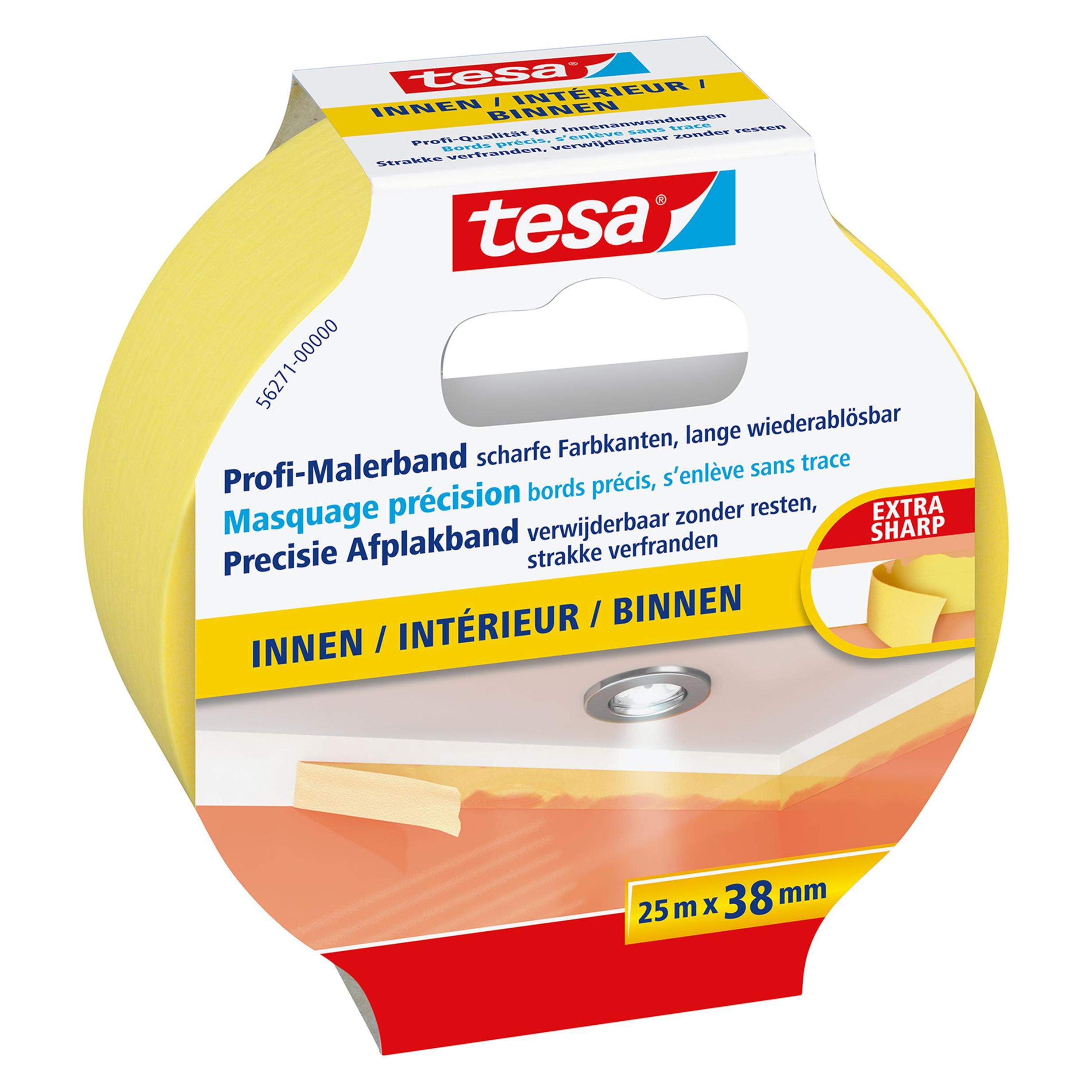 tesa Malerkrepp PROFESSIONAL, Malerband für besonders präzises Abkleben (38 mm) (56271-00000-02)