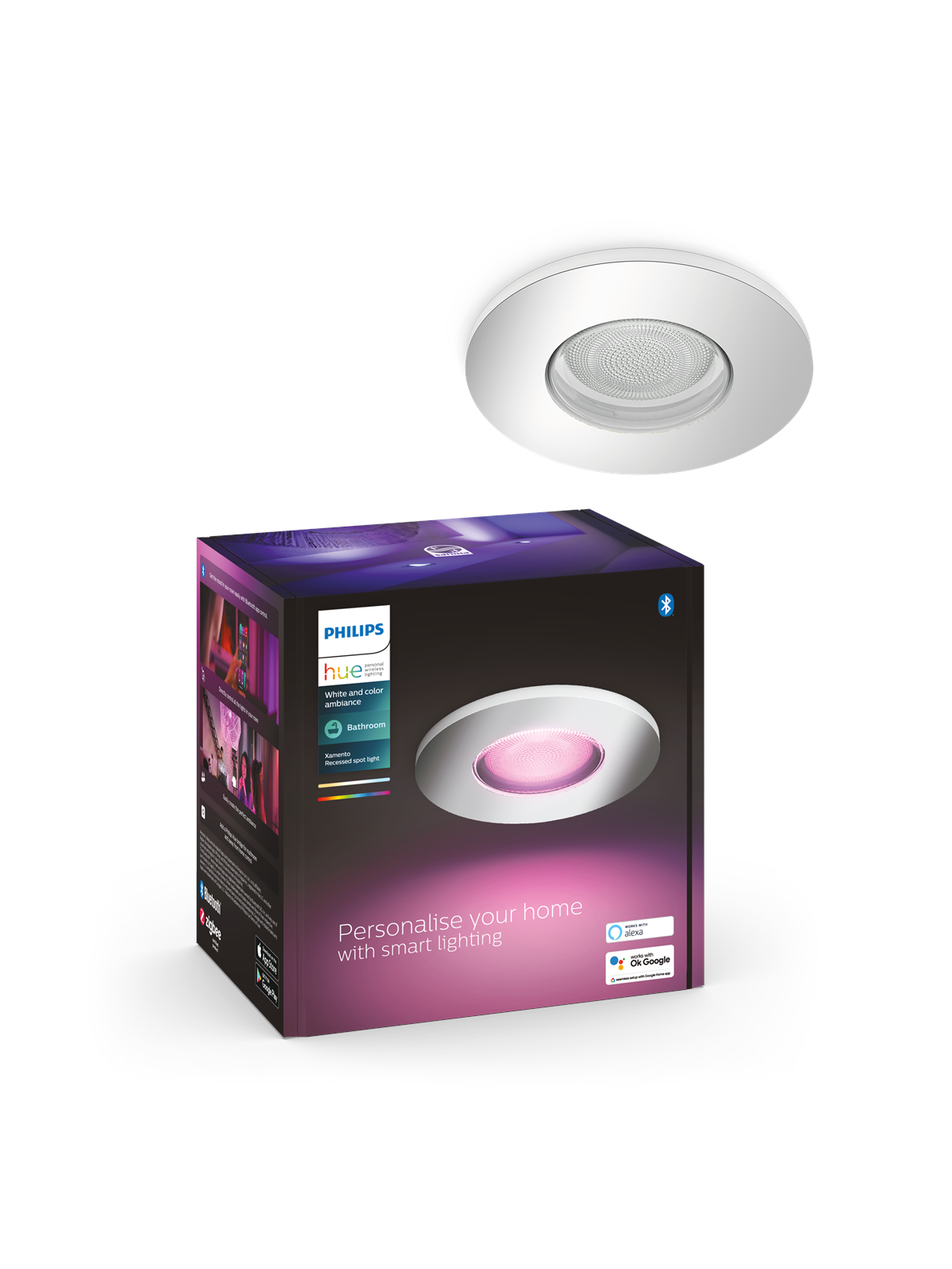 Philips Hue Xamento Bathroom Recessed Spotlight - Chrome