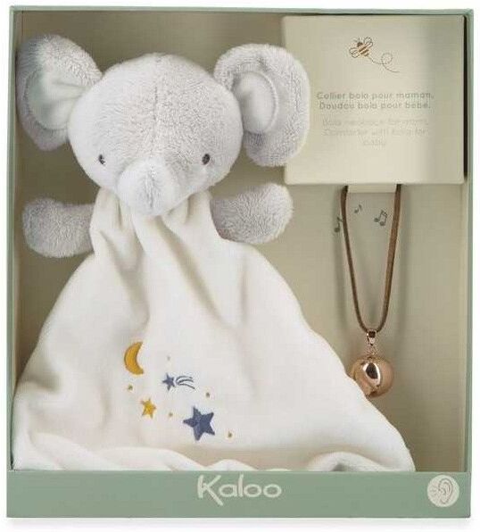Coffret bola et doudou Éléphant gris 23 cm Petites Chansons - Kaloo