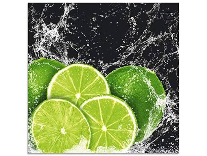 ARTland Spritzschutz Küchenrückwand aus Alu für Küche Herd Spüle 60x60 cm (BxH) mit Motiv Essen Obst Früchte Limette Eiswasser Modern Dunkel H9KL