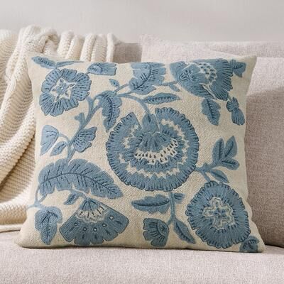 Maris Woven Floral Pillow - Grandin Road