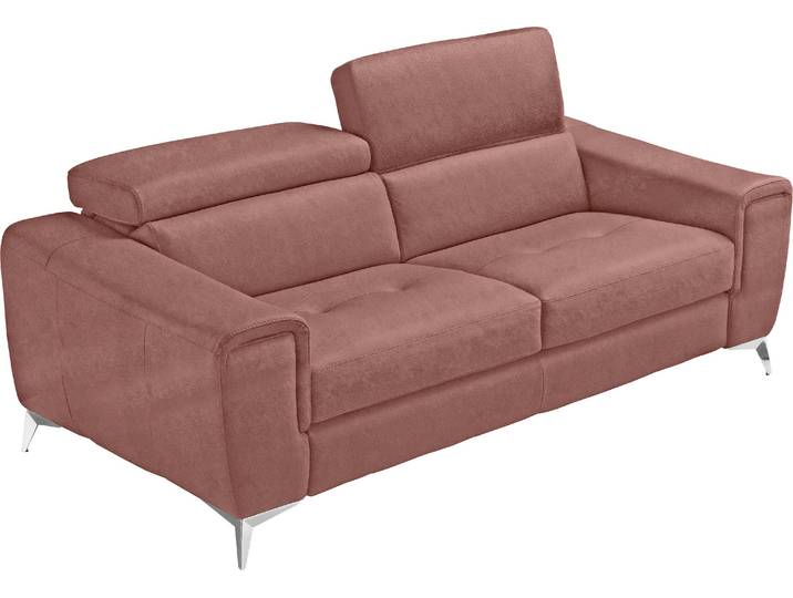 2,5-Sitzer EGOITALIANO Francine, Designsofa, Loungesofa, Breite 213 cm, Fussfarbe chrom , braun (cedar wood), B:213cm H:100cm T:106cm, Sofas, 2 5-Sitzer, Designfuss, Luxus-Microfaser BLUSH, cedar wood