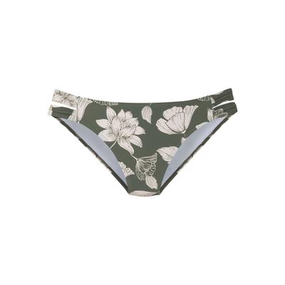 Bikini-Hose S.OLIVER "Lady", Damen, Gr. 40, N-Gr, grün (olive, creme), Microfaser, Recycling-Polyamid, geblümt, Badehosen Bikini-Hose, mit floralem Design